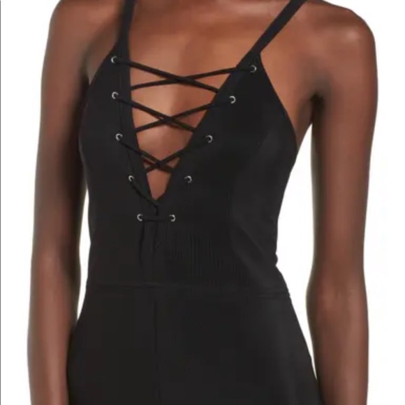NWT Black Leith Noir Lace Up Bodycon Dress - Picture 13 of 14